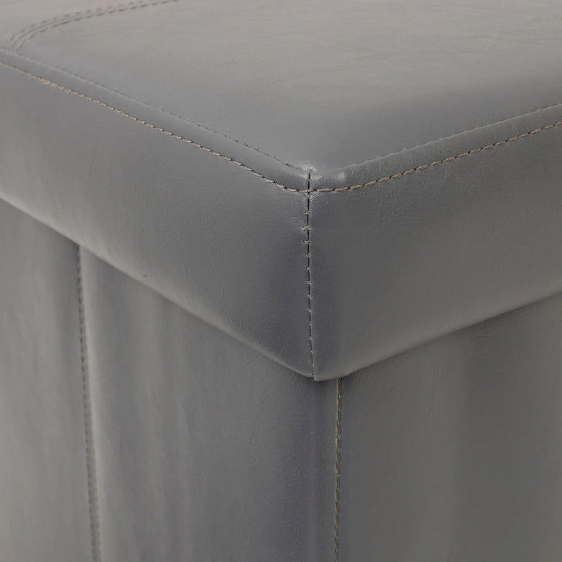 Ottoman de rangement pliant touffeté gris, 1 personne