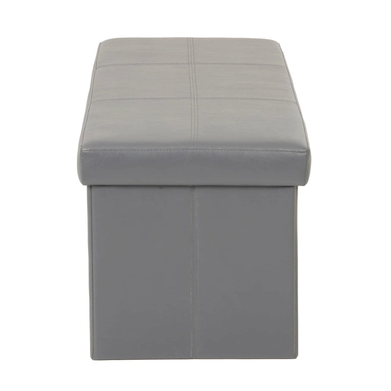 Ottoman de rangement pliant touffeté gris, 1 personne
