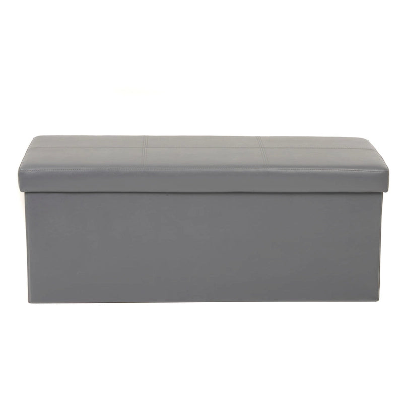Ottoman de rangement pliant touffeté gris, 1 personne