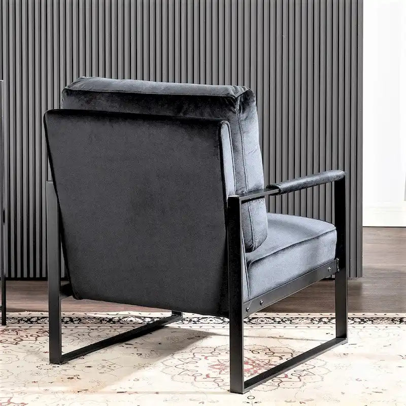 Fauteuil d'appoint en velours avec accoudoirs en métal, une place – Gris / Noir / Rose / Bleu