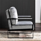 Fauteuil d'appoint en velours avec accoudoirs en métal, une place – Gris / Noir / Rose / Bleu
