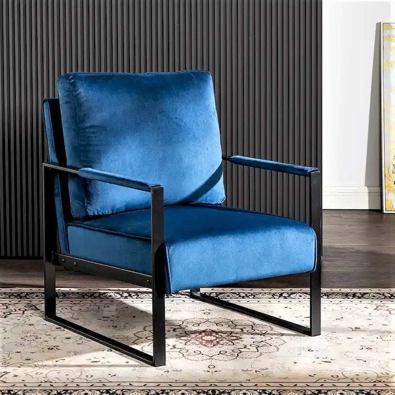 Fauteuil d'appoint en velours avec accoudoirs en métal, une place – Gris / Noir / Rose / Bleu
