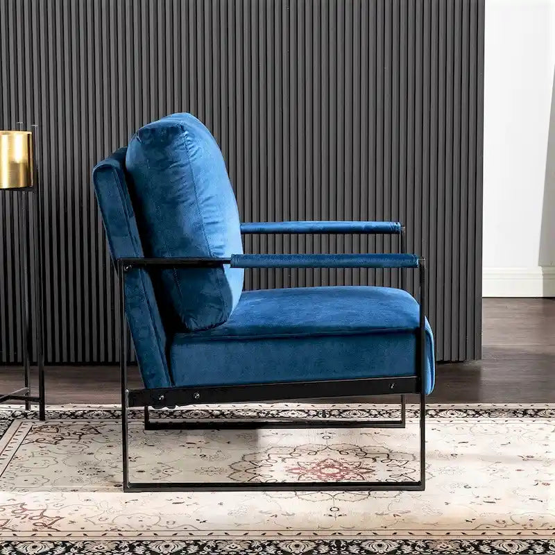 Fauteuil d'appoint en velours avec accoudoirs en métal, une place – Gris / Noir / Rose / Bleu