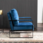 Fauteuil d'appoint en velours avec accoudoirs en métal, une place – Gris / Noir / Rose / Bleu