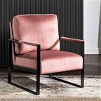 Fauteuil d'appoint en velours avec accoudoirs en métal, une place – Gris / Noir / Rose / Bleu