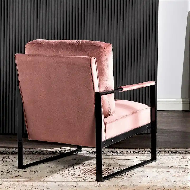 Fauteuil d'appoint en velours avec accoudoirs en métal, une place – Gris / Noir / Rose / Bleu