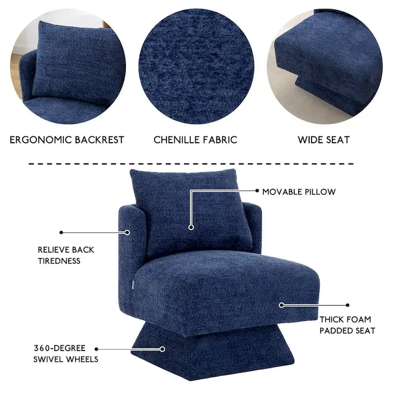 Fauteuil d'appoint pivotant à 360° – Velours, Multicolore, 1 place
