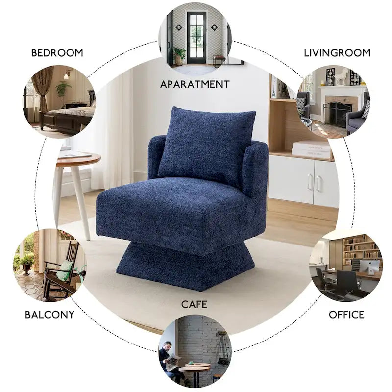Fauteuil d'appoint pivotant à 360° – Velours, Multicolore, 1 place