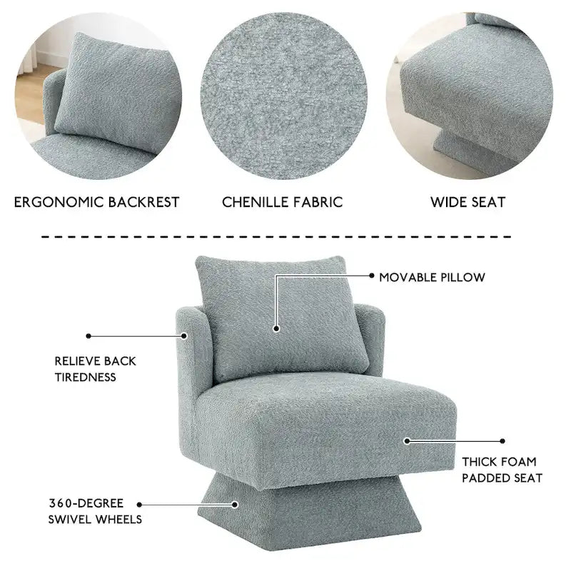 Fauteuil d'appoint pivotant à 360° – Velours, Multicolore, 1 place