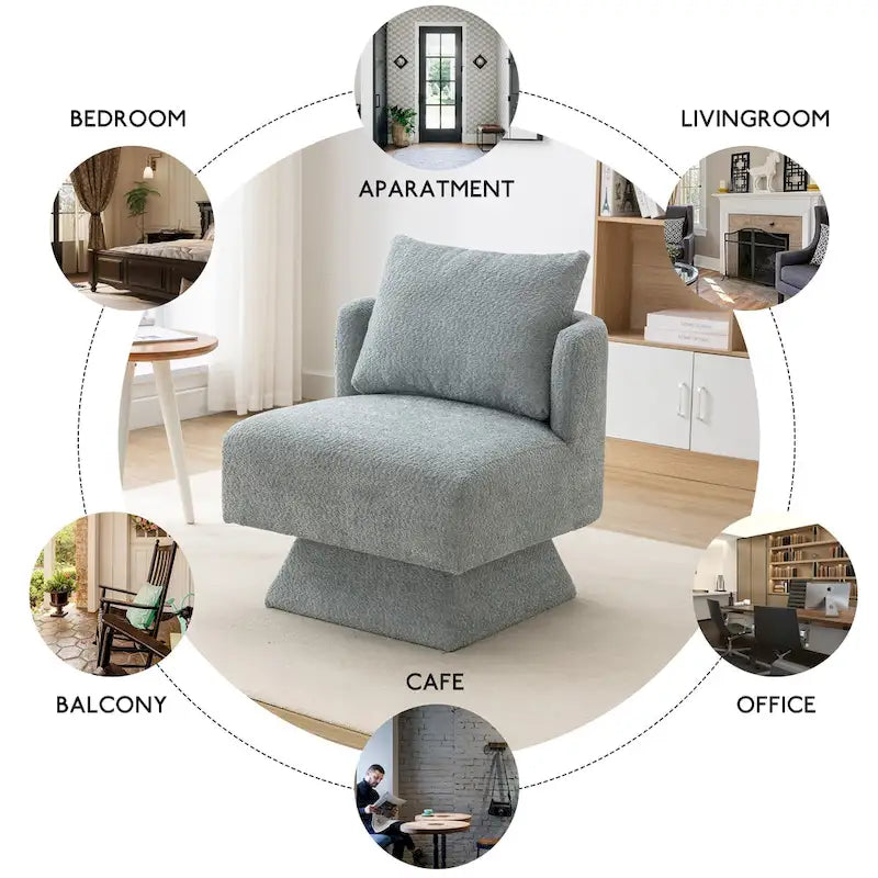 Fauteuil d'appoint pivotant à 360° – Velours, Multicolore, 1 place