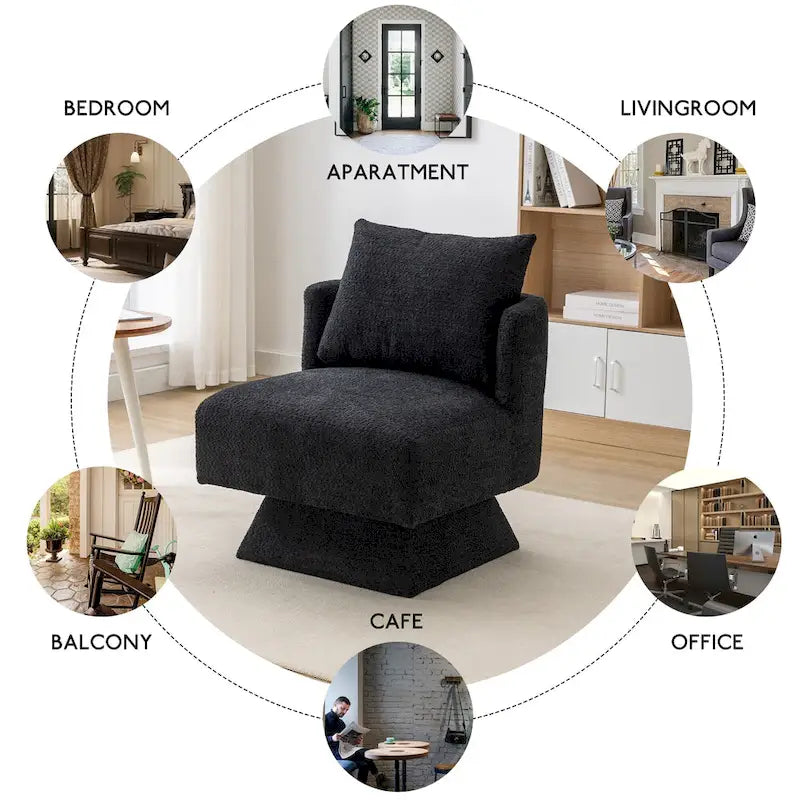 Fauteuil d'appoint pivotant à 360° – Velours, Multicolore, 1 place