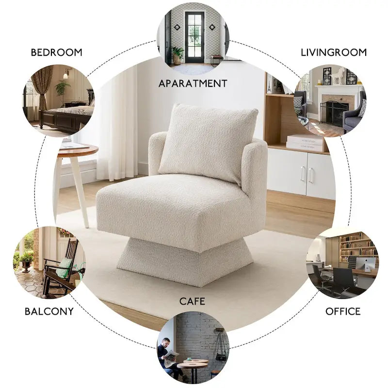 Fauteuil d'appoint pivotant à 360° – Velours, Multicolore, 1 place
