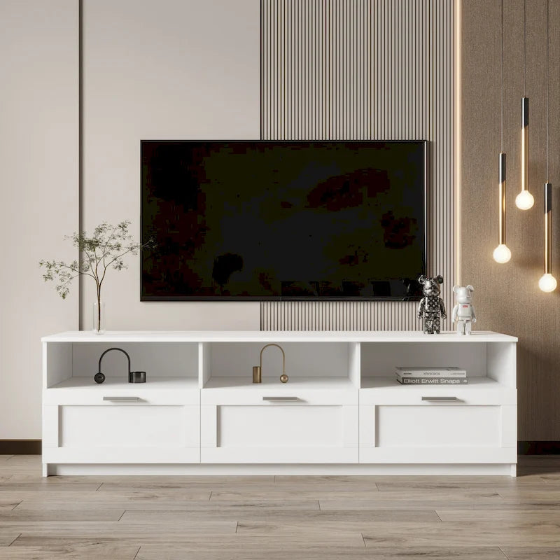Meuble TV noir moderne avec 3 tiroirs, pour une personne