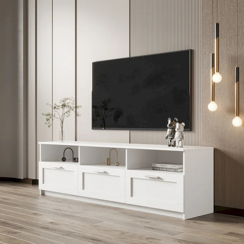 Meuble TV noir moderne avec 3 tiroirs, pour une personne