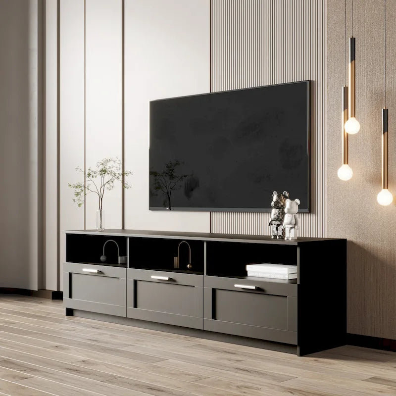 Meuble TV noir moderne avec 3 tiroirs, pour une personne