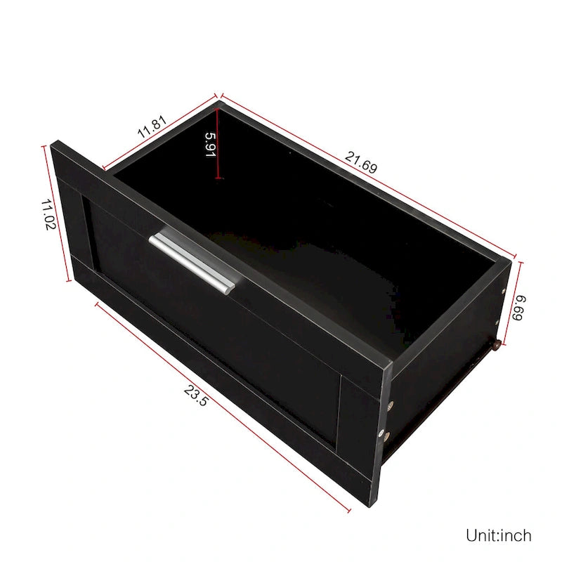 Meuble TV noir moderne avec 3 tiroirs, pour une personne