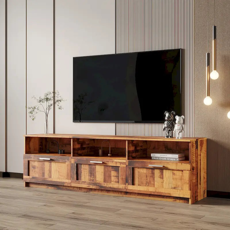 Meuble TV noir moderne avec 3 tiroirs, pour une personne