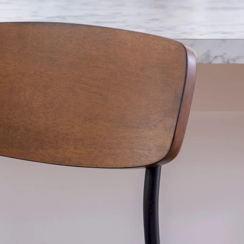 Tabouret de comptoir – Similicuir et dossier en bois, 1 place (Espresso / Crème)