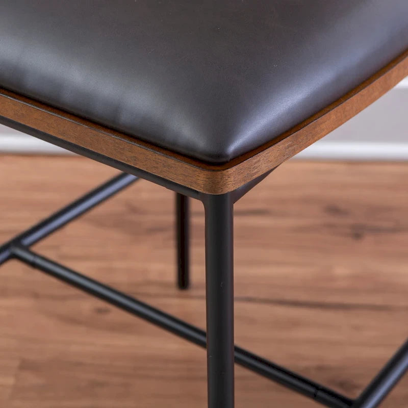 Tabouret de comptoir – Similicuir et dossier en bois, 1 place (Espresso / Crème)