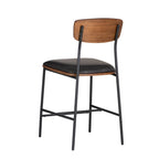 Tabouret de comptoir – Similicuir et dossier en bois, 1 place (Espresso / Crème)
