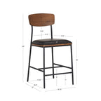 Tabouret de comptoir – Similicuir et dossier en bois, 1 place (Espresso / Crème)