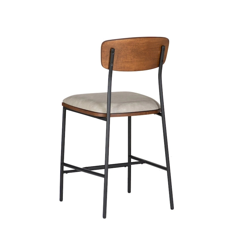 Tabouret de comptoir – Similicuir et dossier en bois, 1 place (Espresso / Crème)