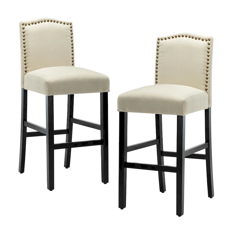 Tabouret de bar rembourré beige/gris/bleu clair, hauteur d'assise de 71 cm, lot de 2