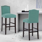 Tabouret de bar rembourré beige/gris/bleu clair, hauteur d'assise de 71 cm, lot de 2