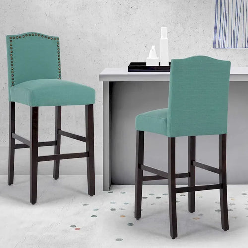 Tabouret de bar rembourré beige/gris/bleu clair, hauteur d'assise de 71 cm, lot de 2
