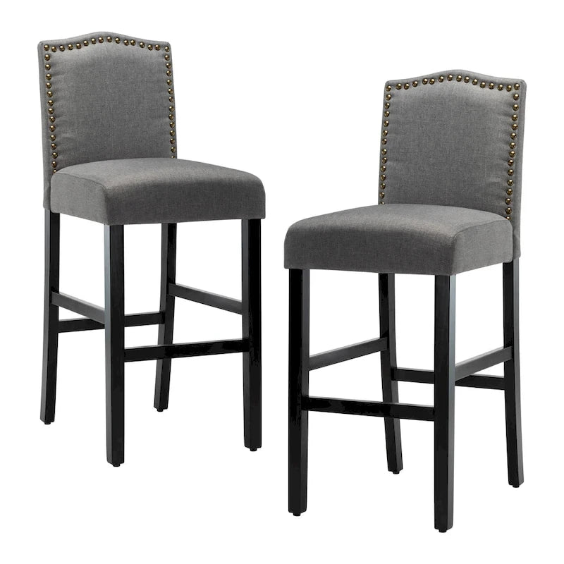 Tabouret de bar rembourré beige/gris/bleu clair, hauteur d'assise de 71 cm, lot de 2