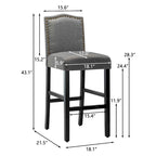 Tabouret de bar rembourré beige/gris/bleu clair, hauteur d'assise de 71 cm, lot de 2