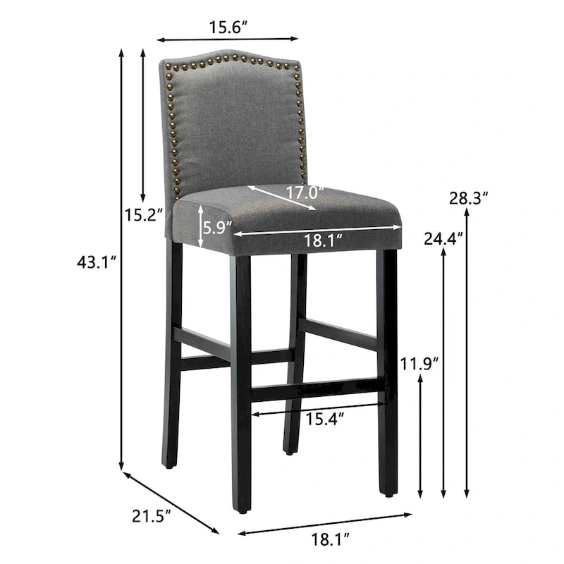 Tabouret de bar rembourré beige/gris/bleu clair, hauteur d'assise de 71 cm, lot de 2