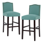 Tabouret de bar rembourré beige/gris/bleu clair, hauteur d'assise de 71 cm, lot de 2