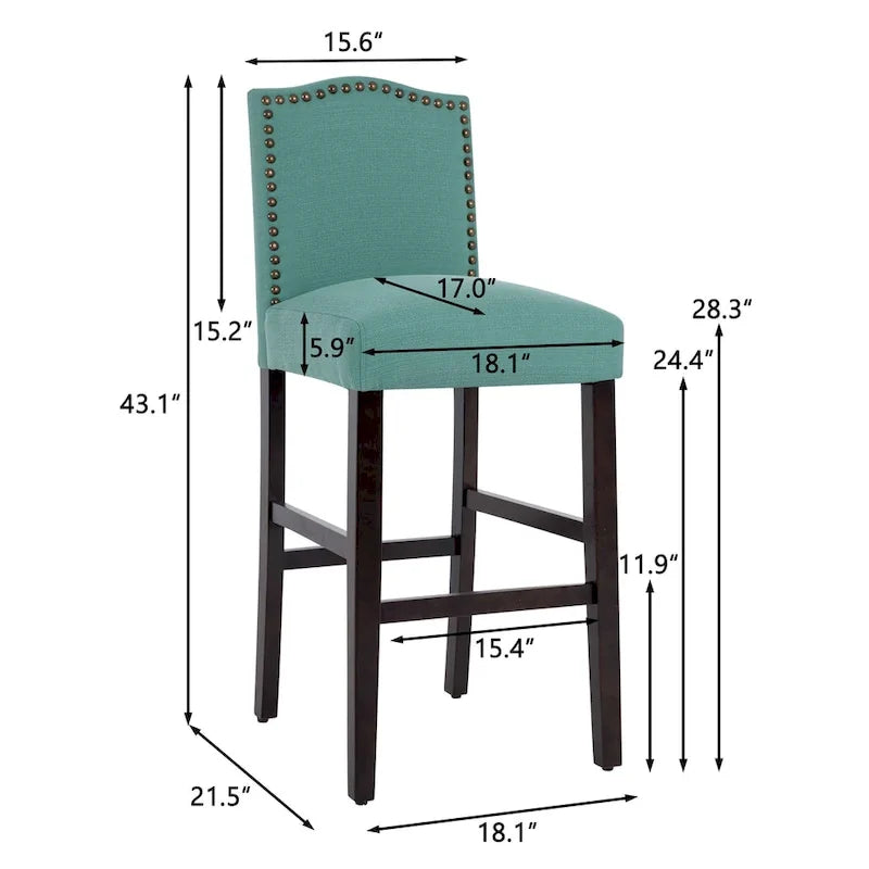 Tabouret de bar rembourré beige/gris/bleu clair, hauteur d'assise de 71 cm, lot de 2