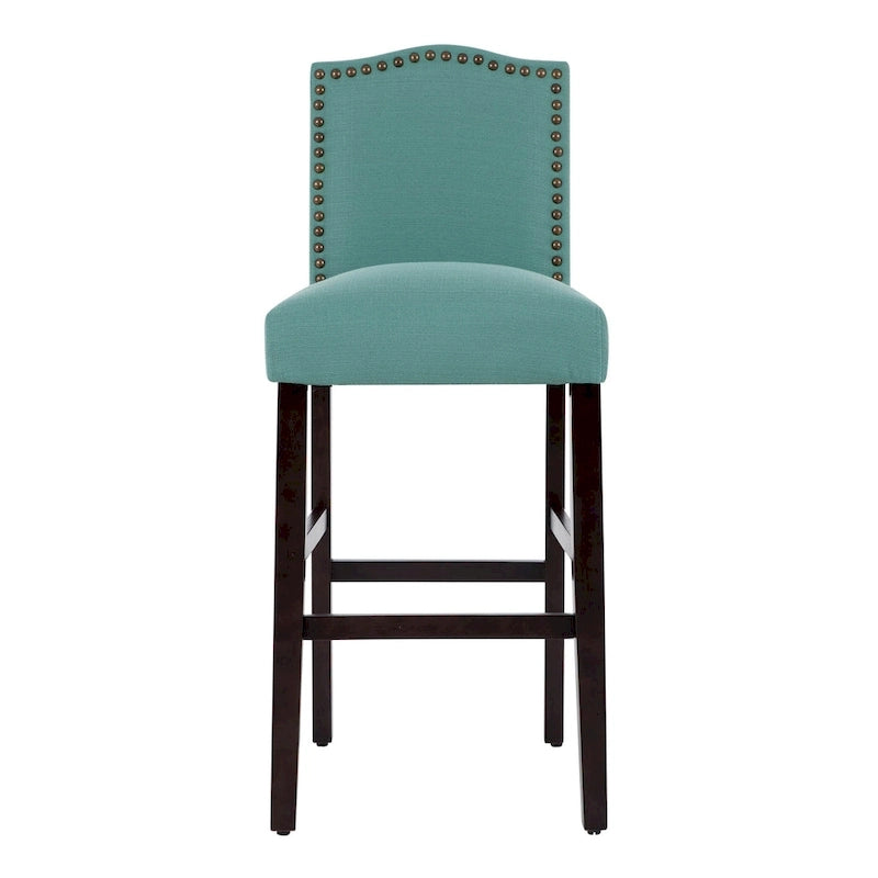Tabouret de bar rembourré beige/gris/bleu clair, hauteur d'assise de 71 cm, lot de 2