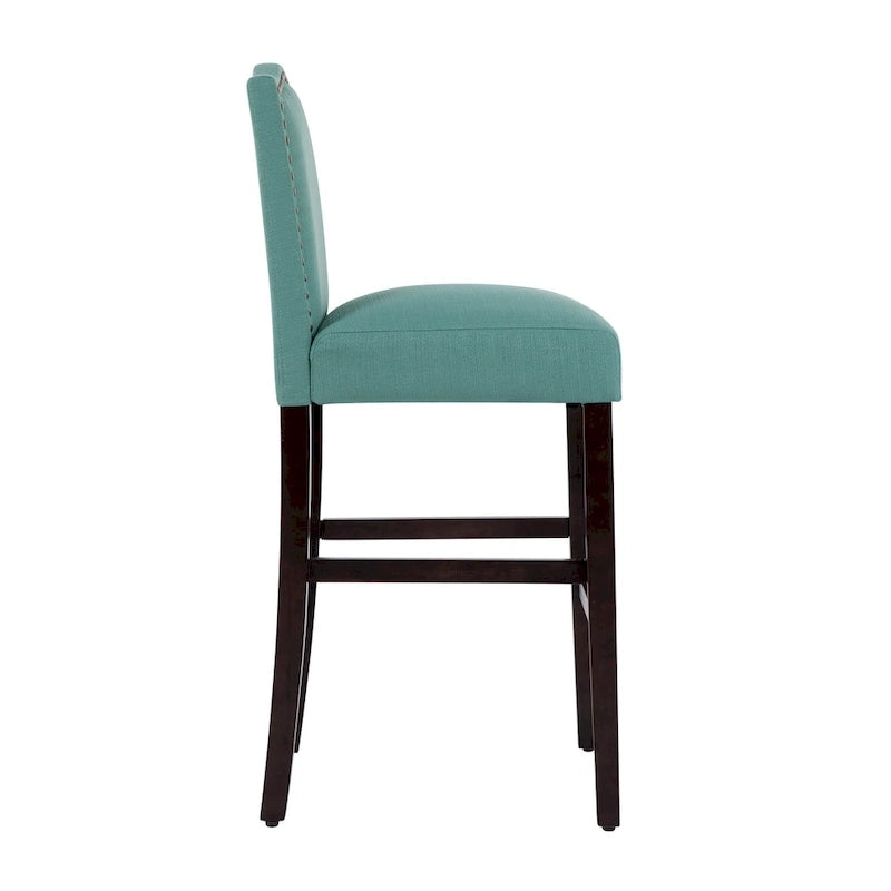 Tabouret de bar rembourré beige/gris/bleu clair, hauteur d'assise de 71 cm, lot de 2