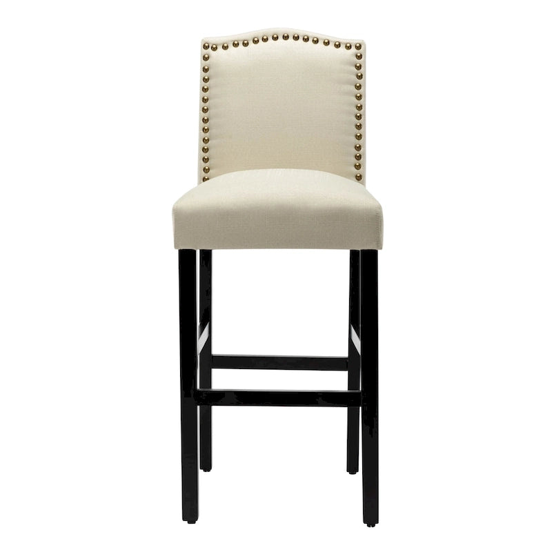 Tabouret de bar rembourré beige/gris/bleu clair, hauteur d'assise de 71 cm, lot de 2
