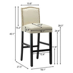 Tabouret de bar rembourré beige/gris/bleu clair, hauteur d'assise de 71 cm, lot de 2
