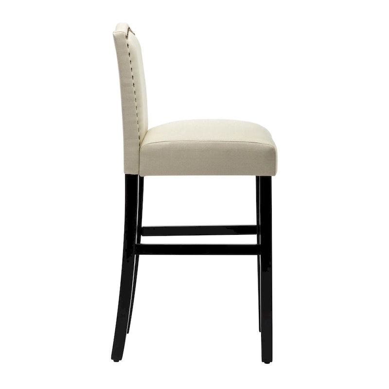 Tabouret de bar rembourré beige/gris/bleu clair, hauteur d'assise de 71 cm, lot de 2