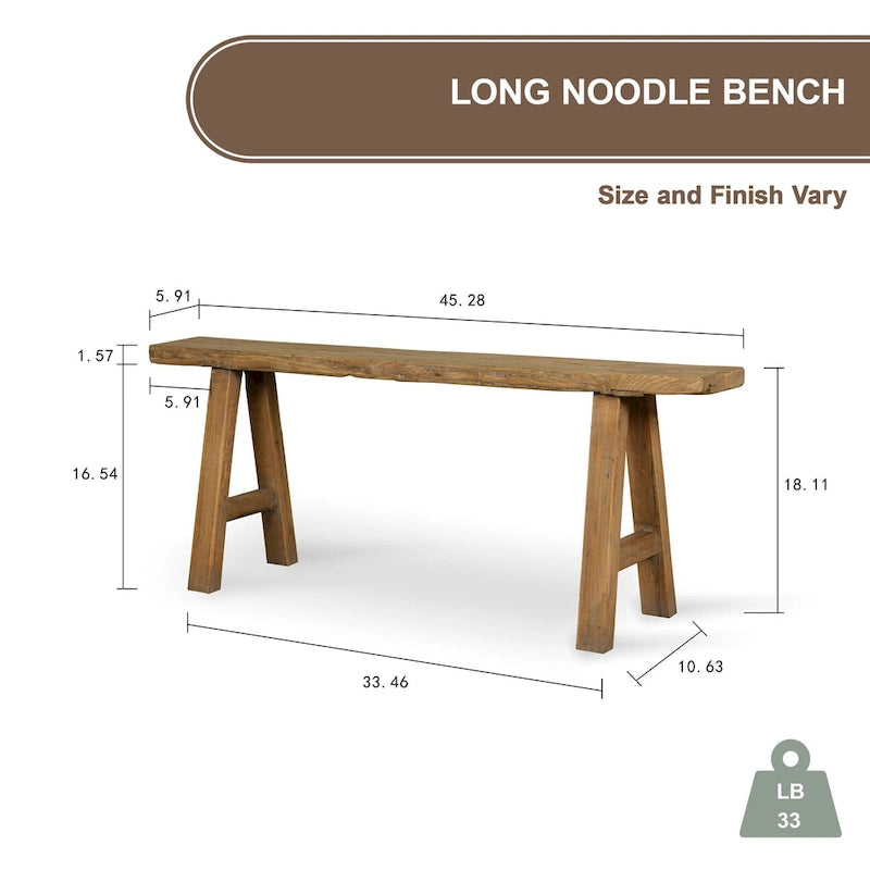 Banc en bois style nouille marron, 1 place