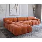 Canapé modulable 4 places en velours orange