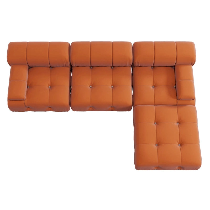 Canapé modulable 4 places en velours orange