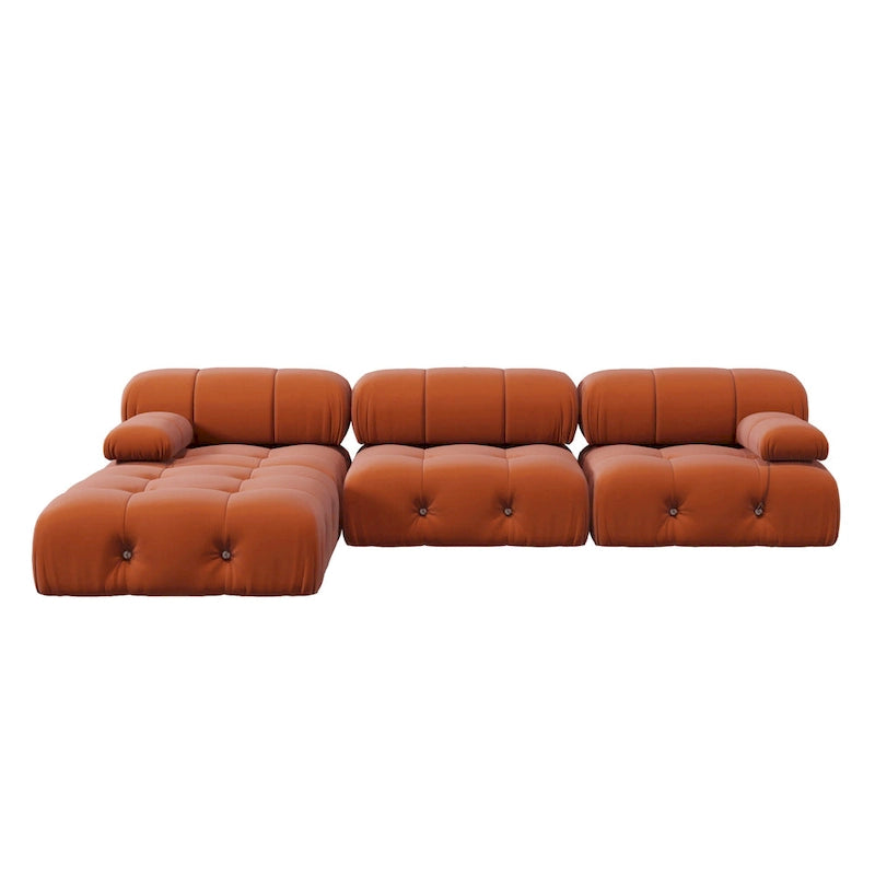 Canapé modulable 4 places en velours orange