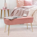 Repose-pieds banc en velours – Rose / Gris / Vert / Bleu, Pieds en métal, 1 personne