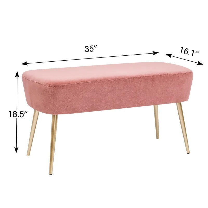 Repose-pieds banc en velours – Rose / Gris / Vert / Bleu, Pieds en métal, 1 personne