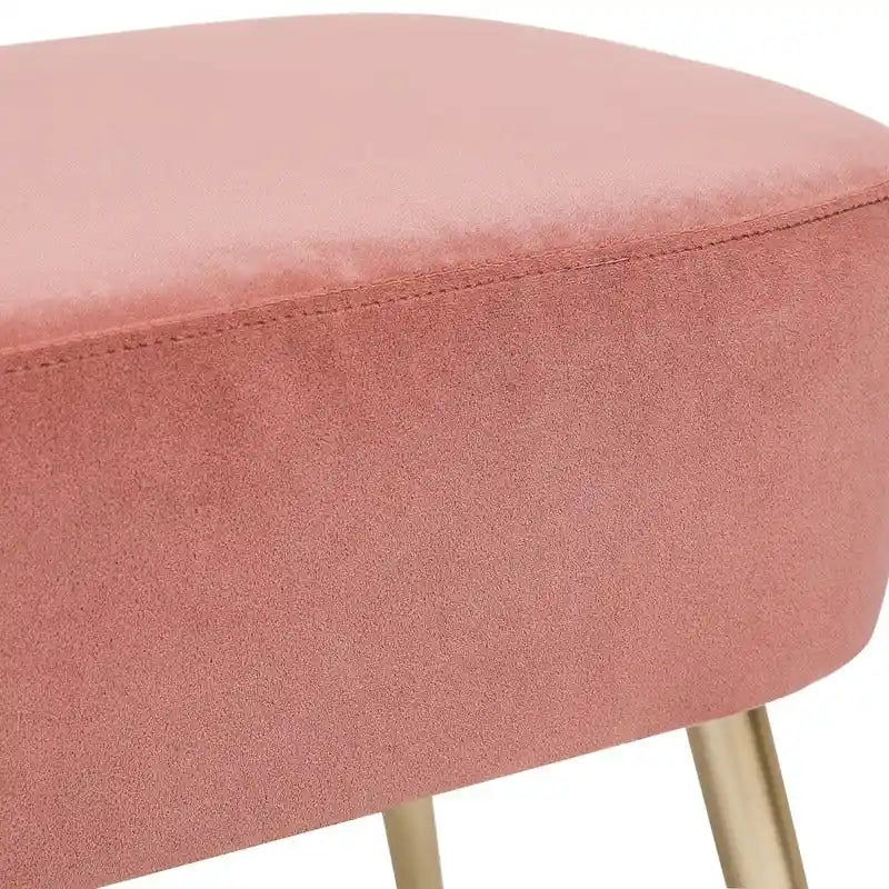 Repose-pieds banc en velours – Rose / Gris / Vert / Bleu, Pieds en métal, 1 personne