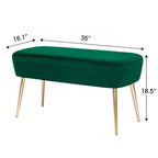 Repose-pieds banc en velours – Rose / Gris / Vert / Bleu, Pieds en métal, 1 personne