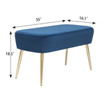 Repose-pieds banc en velours – Rose / Gris / Vert / Bleu, Pieds en métal, 1 personne