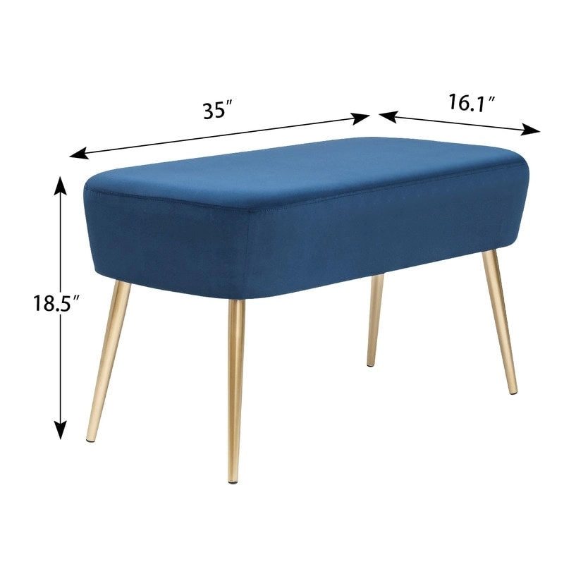 Repose-pieds banc en velours – Rose / Gris / Vert / Bleu, Pieds en métal, 1 personne