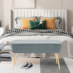 Repose-pieds banc en velours – Rose / Gris / Vert / Bleu, Pieds en métal, 1 personne